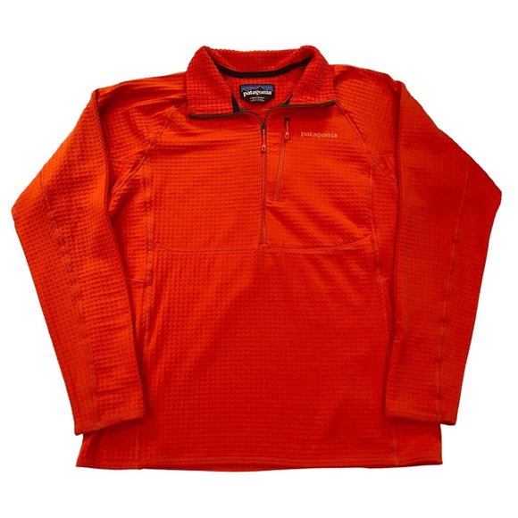 Patagonia Other - Patagonia Shirt Jacket Mens Large Orange R1 Regulator Fleece Pullover 1/2 Zip